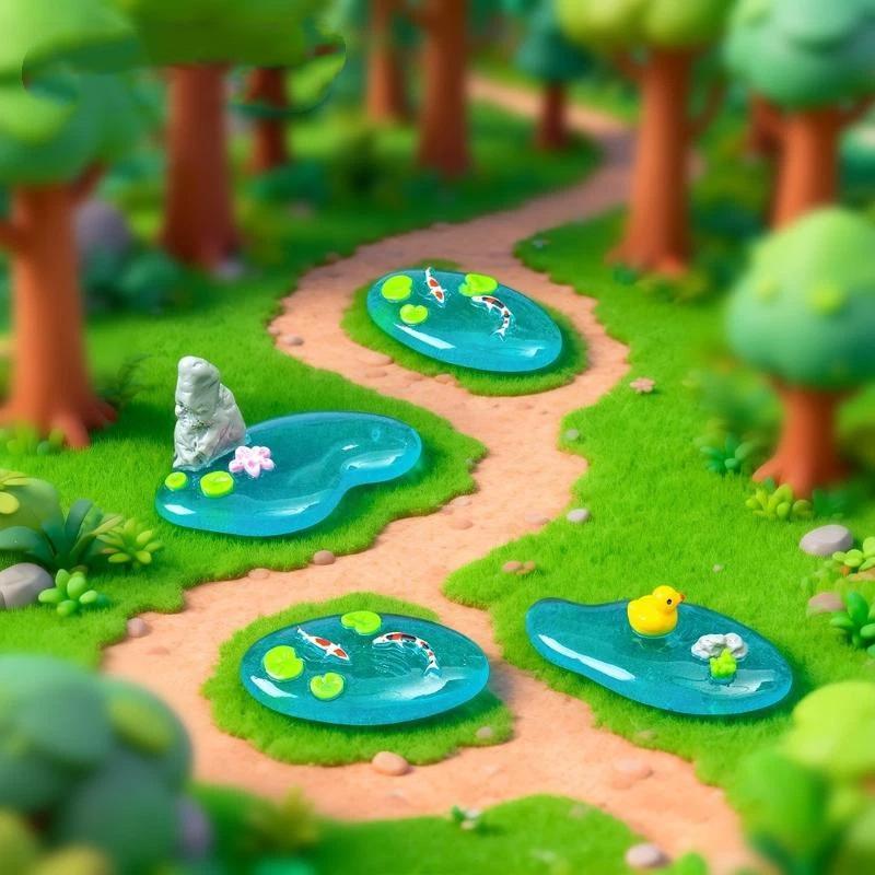 Bonsai Garden With Koi Pond - 【S】Mini Ornamentos de Resina para Lago