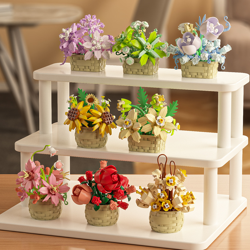 Bonsai Garden Lego Set - DIY MOC Plantas em Vaso: Rosa,