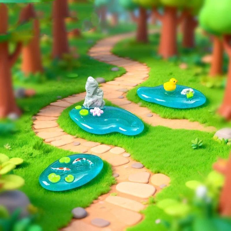 【HG】Mini Ornamentos de Resina  - Bonsai Garden With Koi Pond avaliação e preço
