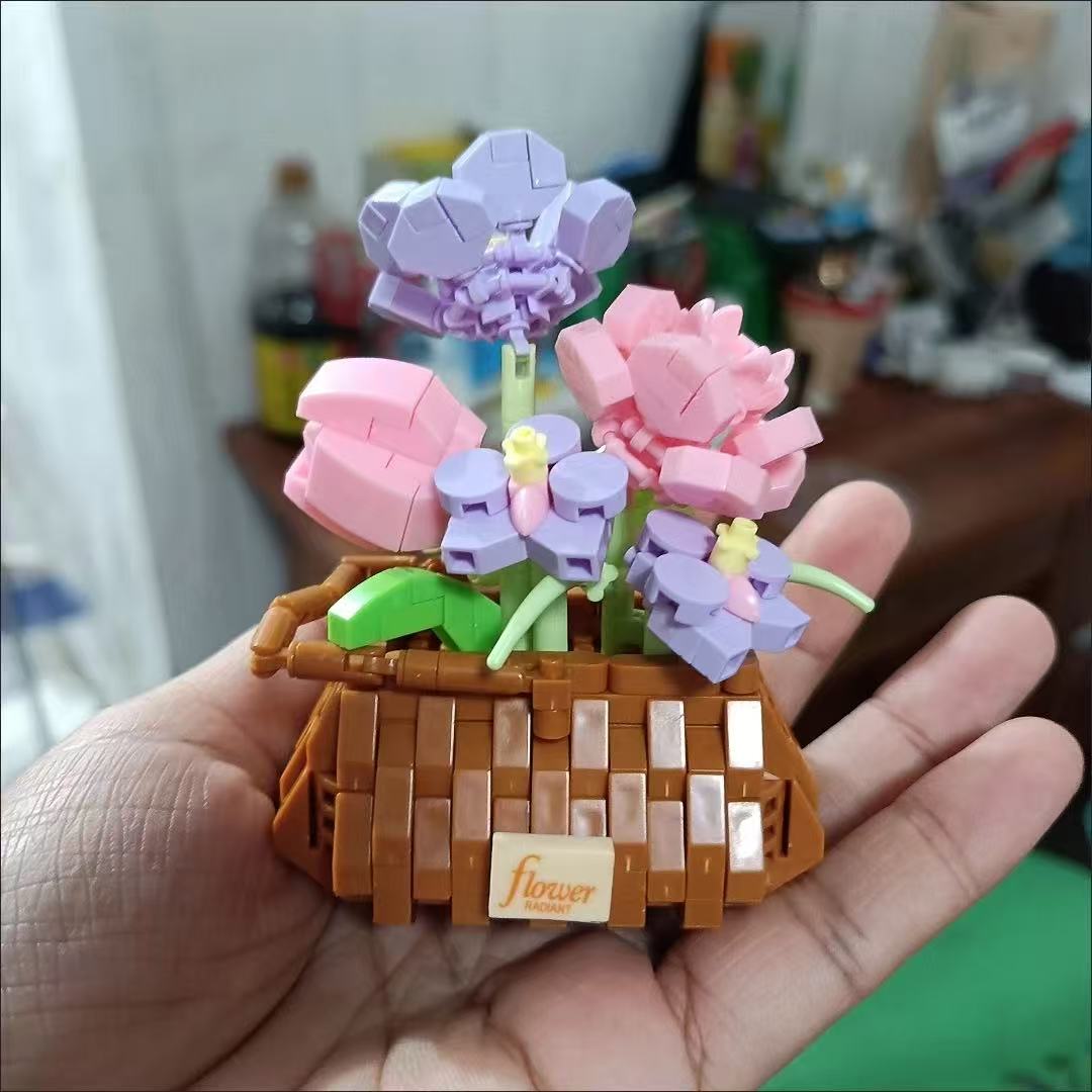 Diy vaso rosa girassol plantas - Bonsai Garden Lego Set avaliação e preço